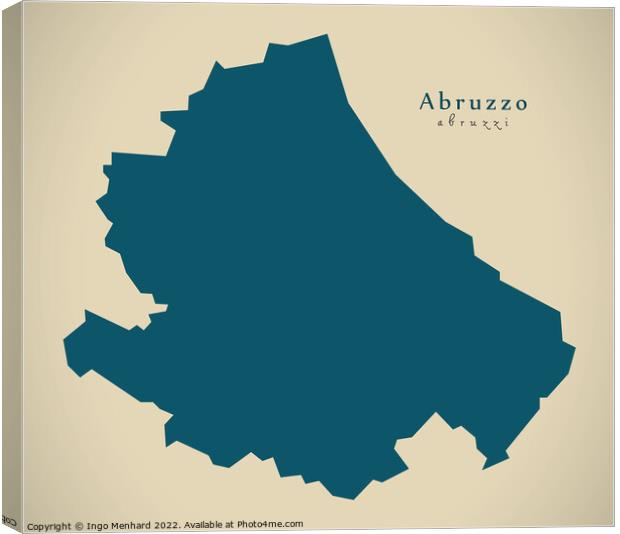 Modern Map - Abruzzo IT Italy Canvas Print by Ingo Menhard