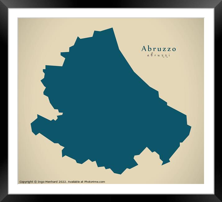 Modern Map - Abruzzo IT Italy Framed Mounted Print by Ingo Menhard