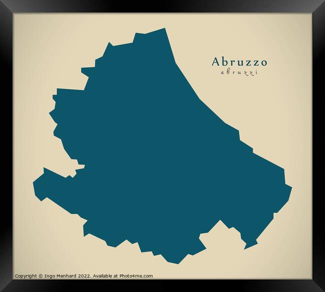 Modern Map - Abruzzo IT Italy Framed Print by Ingo Menhard