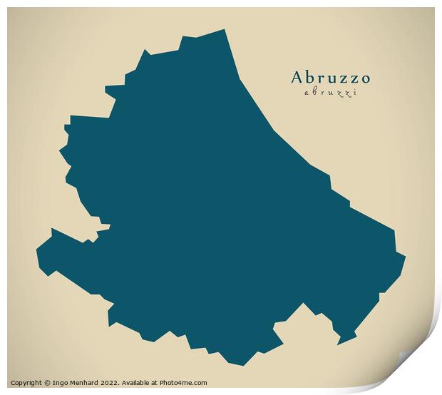 Modern Map - Abruzzo IT Italy Print by Ingo Menhard