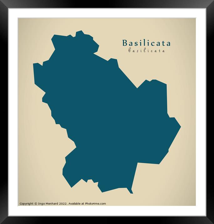 Modern Map - Basilicata IT Italy Framed Mounted Print by Ingo Menhard