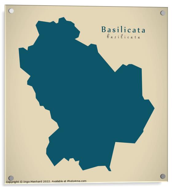 Modern Map - Basilicata IT Italy Acrylic by Ingo Menhard