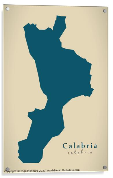 Modern Map - Calabria IT Italy Acrylic by Ingo Menhard
