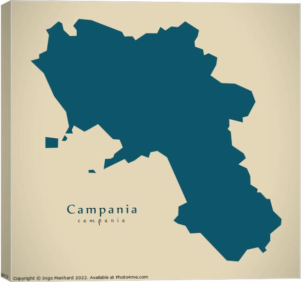 Modern Map - Campania IT Italy Canvas Print by Ingo Menhard