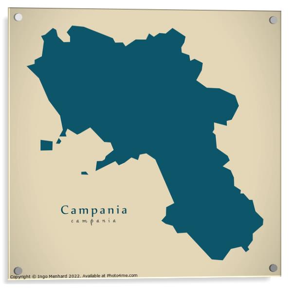 Modern Map - Campania IT Italy Acrylic by Ingo Menhard