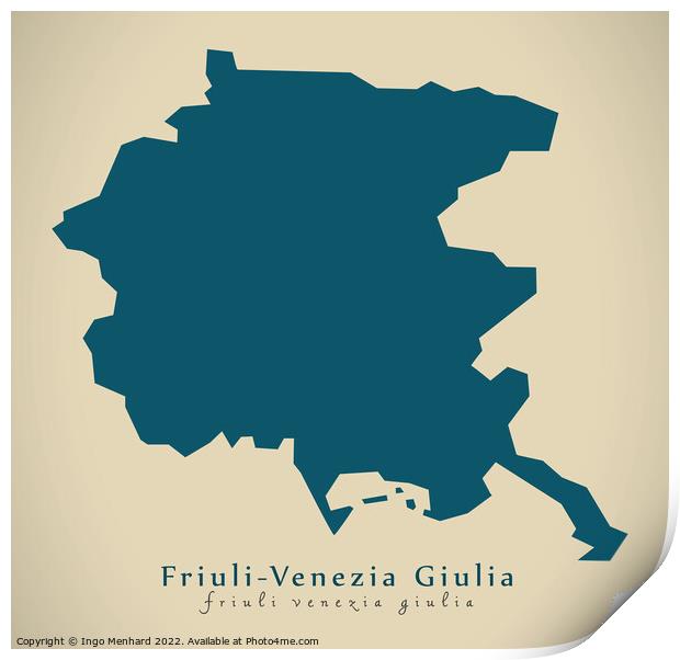 Modern Map - Friuli-Venezia Giulia IT Italy Print by Ingo Menhard