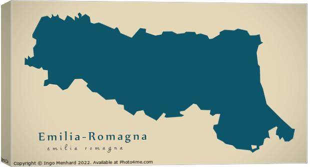 Modern Map - Emilia-Romagna IT Italy Canvas Print by Ingo Menhard