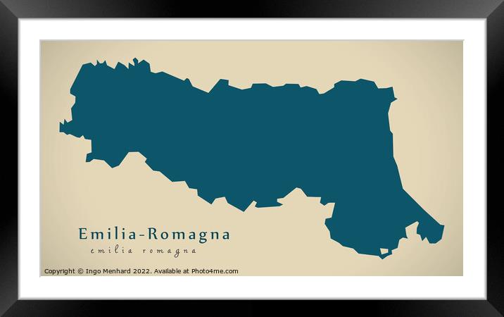 Modern Map - Emilia-Romagna IT Italy Framed Mounted Print by Ingo Menhard