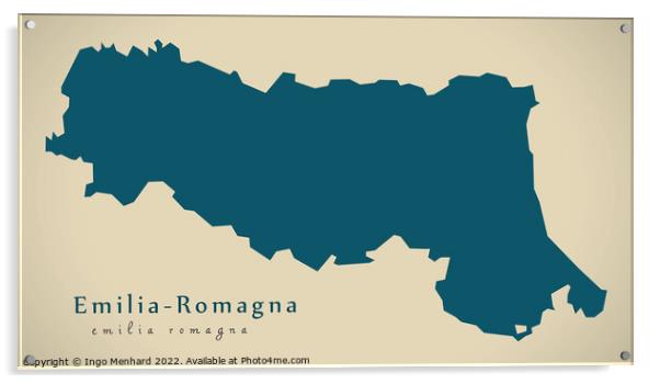 Modern Map - Emilia-Romagna IT Italy Acrylic by Ingo Menhard