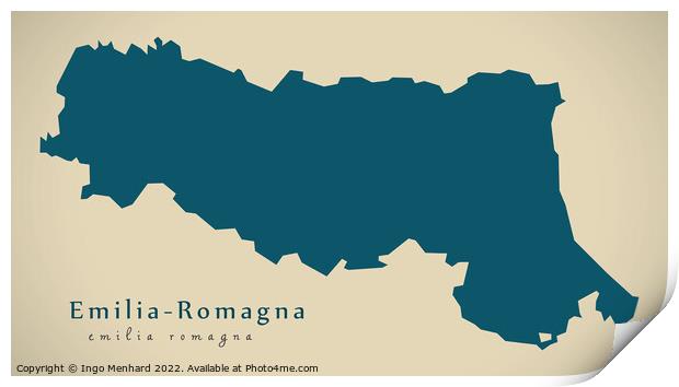 Modern Map - Emilia-Romagna IT Italy Print by Ingo Menhard
