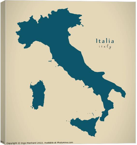 Modern Map - Italy Canvas Print by Ingo Menhard