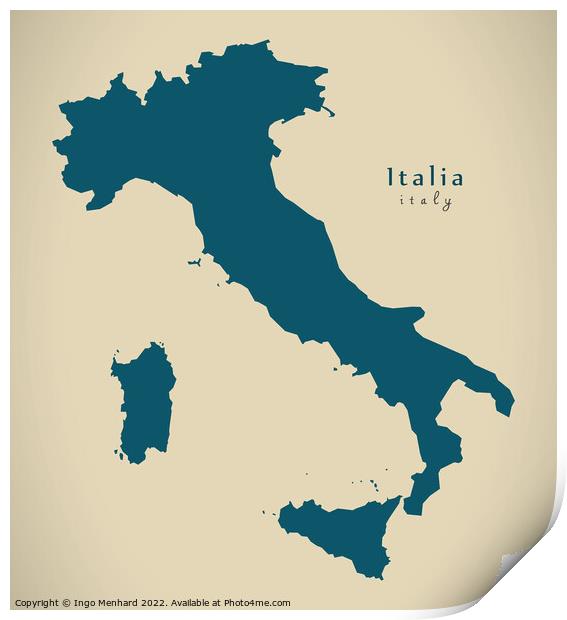 Modern Map - Italy Print by Ingo Menhard