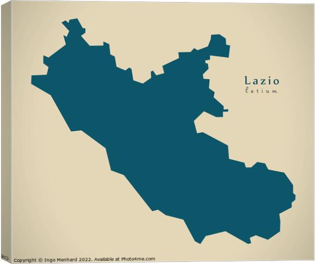 Modern Map - Lazio IT Italy Canvas Print by Ingo Menhard
