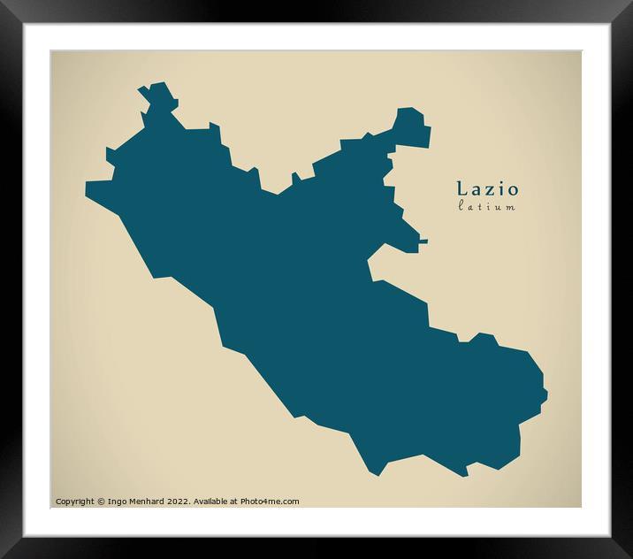 Modern Map - Lazio IT Italy Framed Mounted Print by Ingo Menhard
