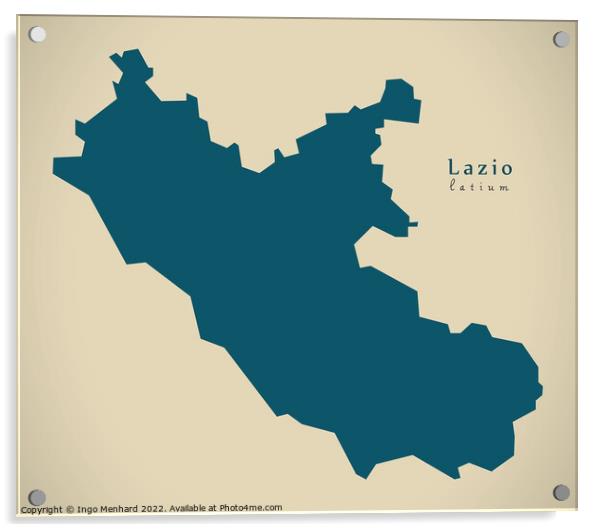 Modern Map - Lazio IT Italy Acrylic by Ingo Menhard
