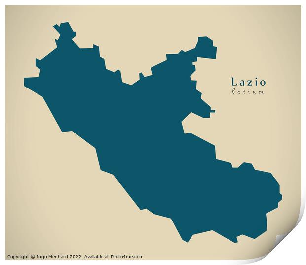 Modern Map - Lazio IT Italy Print by Ingo Menhard