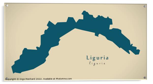 Modern Map - Liguria IT Italy Acrylic by Ingo Menhard