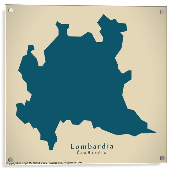 Modern Map - Lombardia IT Italy Acrylic by Ingo Menhard