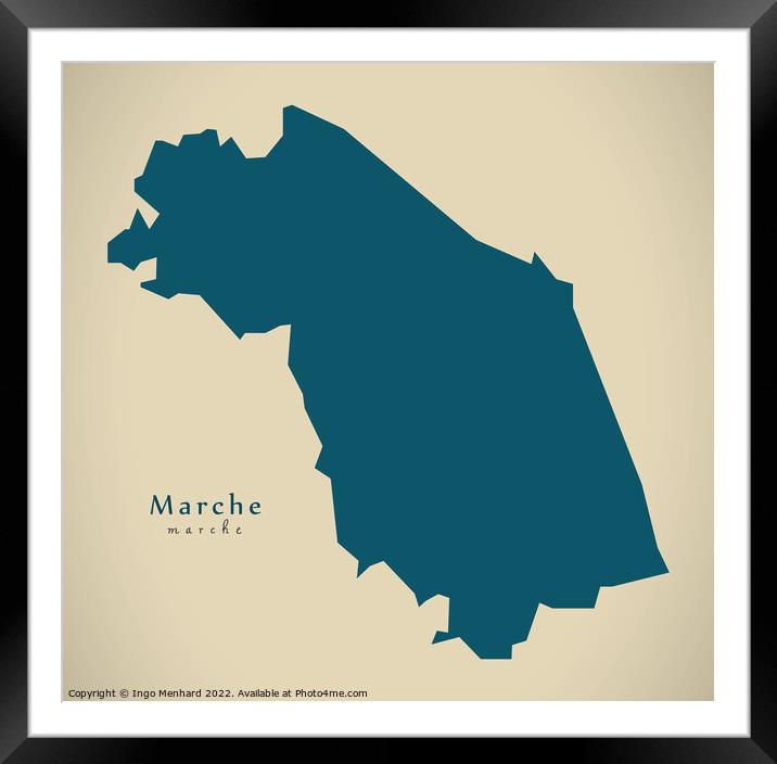 Modern Map - Marche IT Italy Framed Mounted Print by Ingo Menhard