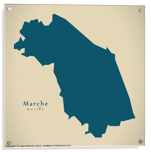 Modern Map - Marche IT Italy Acrylic by Ingo Menhard