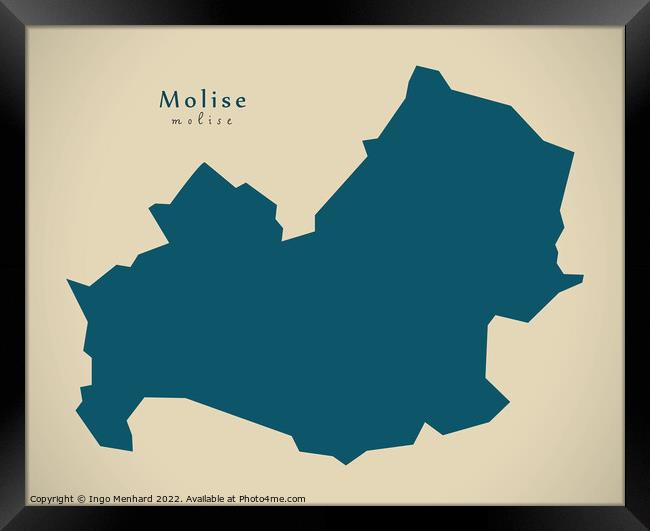 Modern Map - Molise IT Italy Framed Print by Ingo Menhard