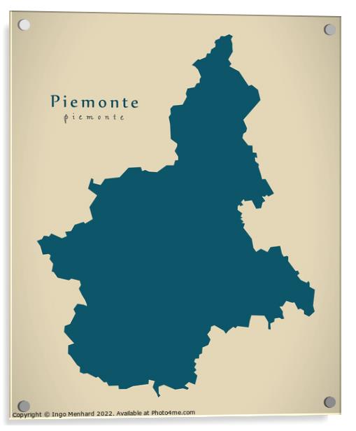Modern Map - Piemonte IT Italy Acrylic by Ingo Menhard
