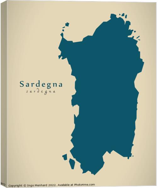 Modern Map - Sardegna IT Italy Canvas Print by Ingo Menhard