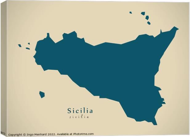 Modern Map - Sicilia IT Italy Canvas Print by Ingo Menhard