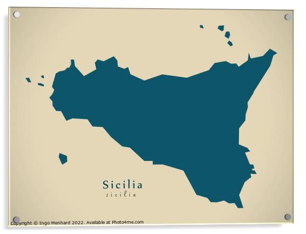 Modern Map - Sicilia IT Italy Acrylic by Ingo Menhard