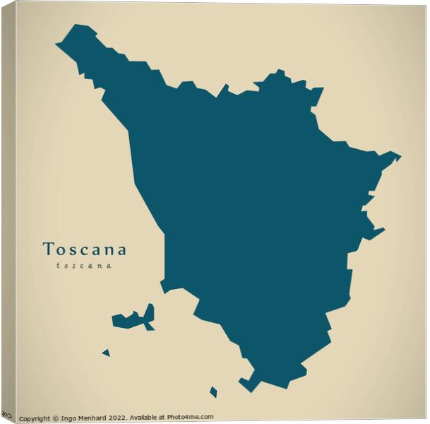 Modern Map - Toscana IT Italy Canvas Print by Ingo Menhard