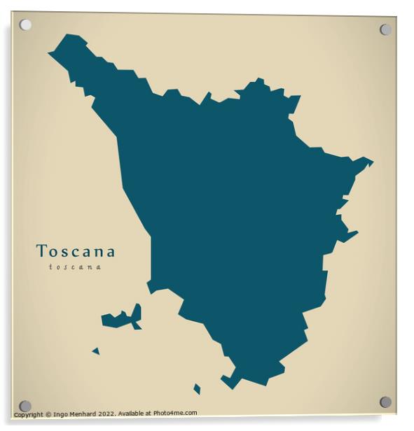 Modern Map - Toscana IT Italy Acrylic by Ingo Menhard