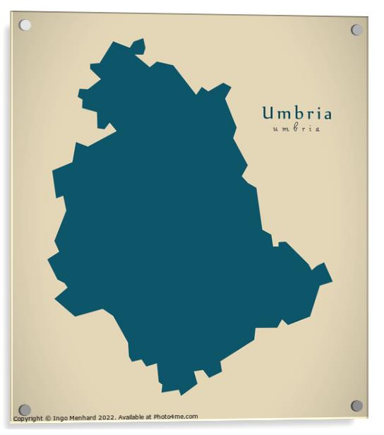 Modern Map - Umbria IT Italy Acrylic by Ingo Menhard