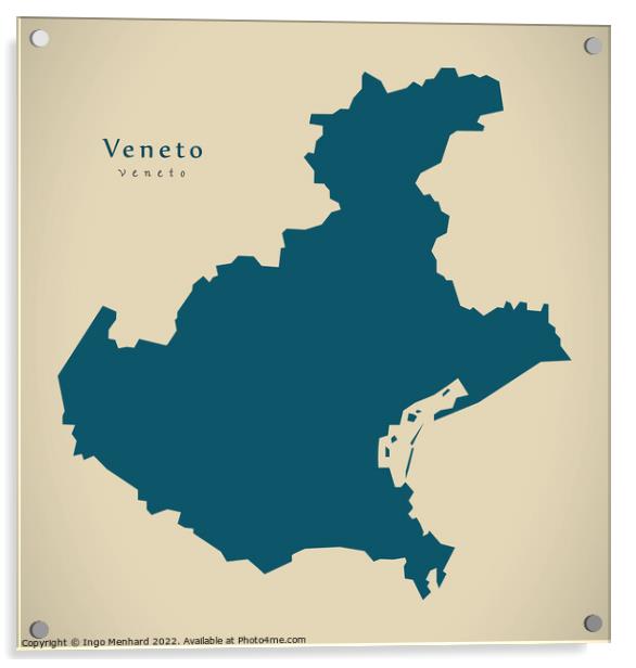 Modern Map - Veneto IT Italy Acrylic by Ingo Menhard
