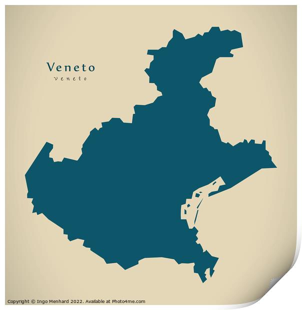 Modern Map - Veneto IT Italy Print by Ingo Menhard