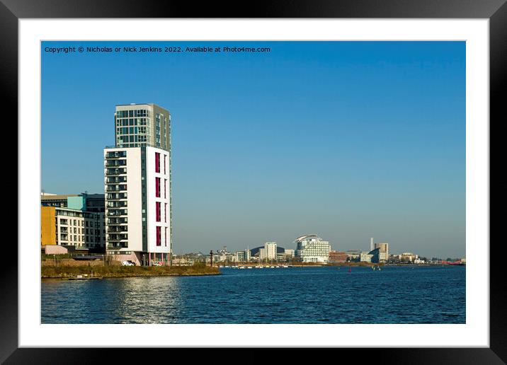 Sunny Cardiff Bay and Surrounding Apartments Framed Mounted Print by Nick Jenkins