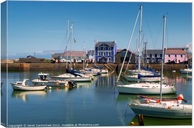 Charming Harbourmaster Hotel in Vibrant Welsh Coas Canvas Print by Janet Carmichael