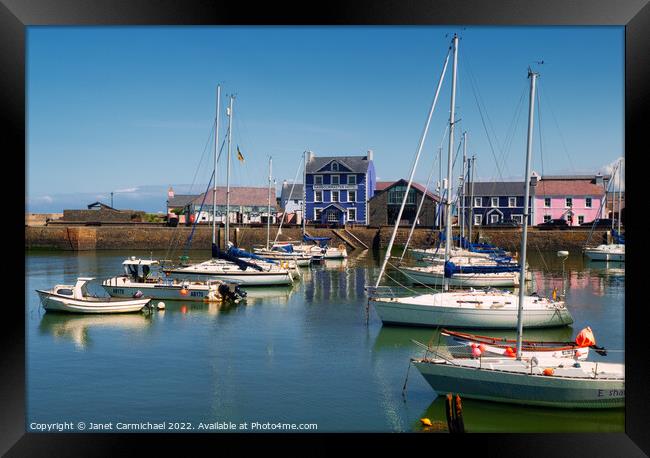 Charming Harbourmaster Hotel in Vibrant Welsh Coas Framed Print by Janet Carmichael