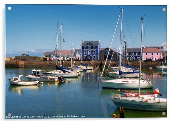 Charming Harbourmaster Hotel in Vibrant Welsh Coas Acrylic by Janet Carmichael