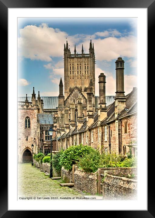 Wells Cathedral and Vicars Close Framed Mounted Print by Ian Lewis