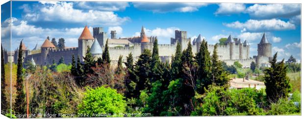 Carcassonne's Medieval Fortress Canvas Print by Roger Mechan