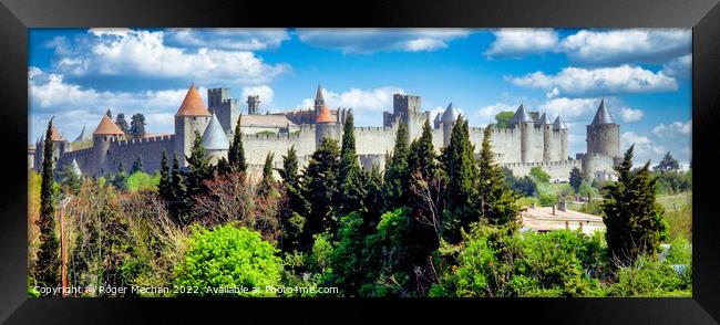 Carcassonne's Medieval Fortress Framed Print by Roger Mechan