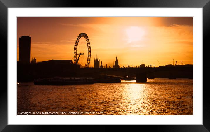 London Eye cityscape Framed Mounted Print by Ann Biddlecombe