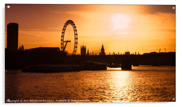 London Eye cityscape Acrylic by Ann Biddlecombe