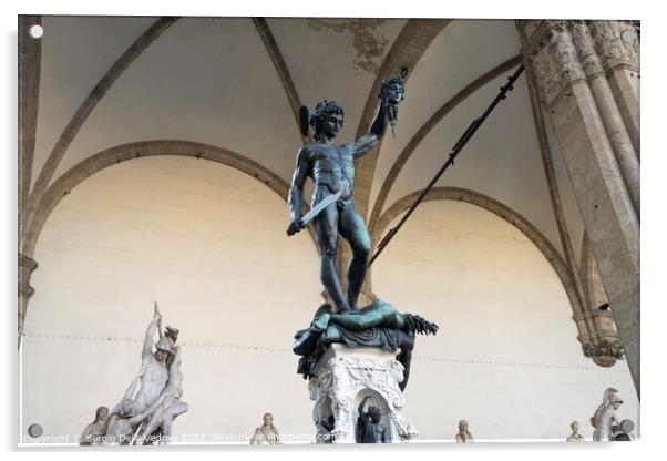 Perseus with the head of Medusa statue in Florence, Italy Acrylic by Sergio Delle Vedove