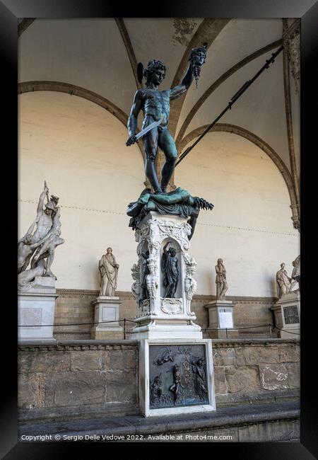 Perseus with the head of Medusa statue in Florence, Italy Framed Print by Sergio Delle Vedove