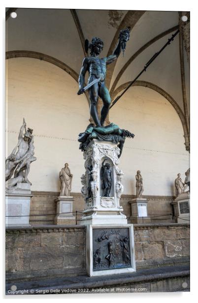 Perseus with the head of Medusa statue in Florence, Italy Acrylic by Sergio Delle Vedove