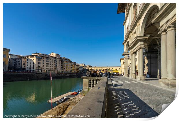 Lungarno riverside in Florence, Italy Print by Sergio Delle Vedove