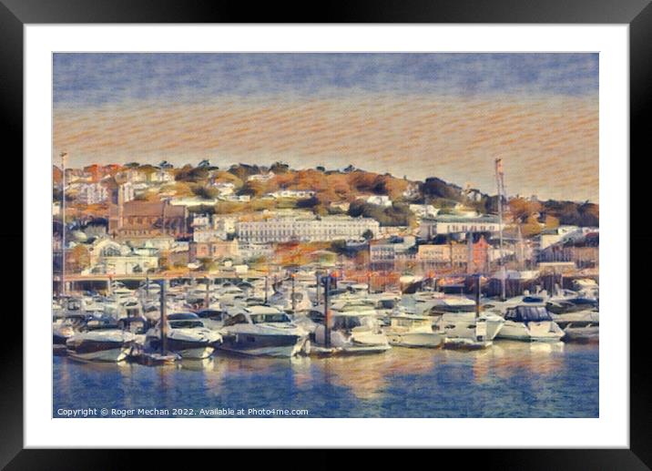 Serene Torquay Waterscape Framed Mounted Print by Roger Mechan