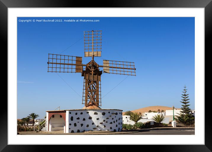 Wooden Windmill in Teguise Lanzarote Framed Mounted Print by Pearl Bucknall