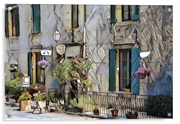 Charming Auberge in Auvergne Acrylic by Roger Mechan